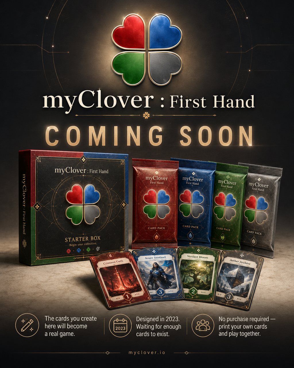 myClover : First Hand — Coming Soon · กล่อง Starter Box ซองการ์ด 4 สี และการ์ดตัวอย่าง
